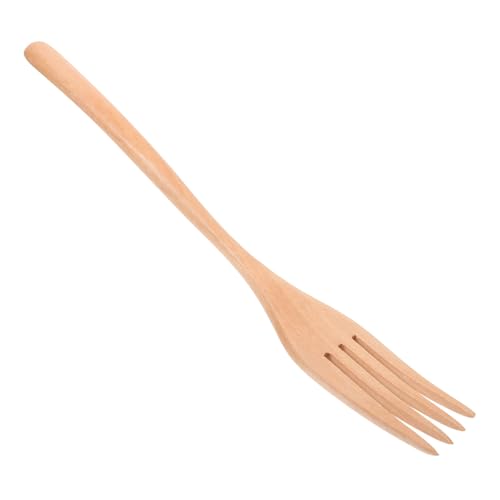 BAZEITFLOW Holzgabel Langstielig Ergonomisch Salatgabel Multifunktional Leicht für Küche Restaurant Haushalt Geeignet Stilvolles Design Vielseitige Obst und Kochgabel aus Natürlichem Holz von BAZEITFLOW