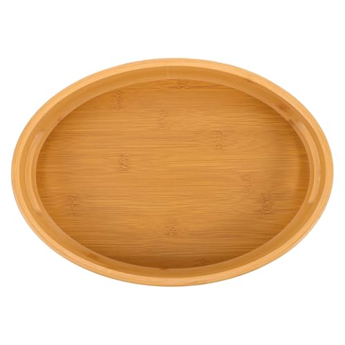 BAZEITFLOW Holzserviertablett Oval Mit Hohlen Griffen Für Tee Kaffee Vorspeisen Desserts Natürliche Holzmaserung Für Ansprechendes Design Und Effiziente Organisation von BAZEITFLOW