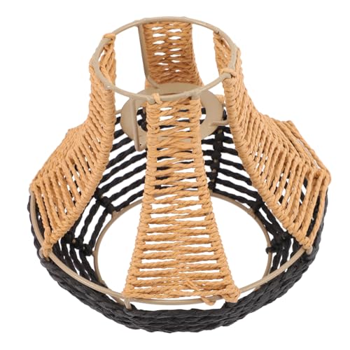 BAZEITFLOW Imitat Rattan Lampenschirm Deckenleuchte Gewebter Lichtschutz für Esszimmer Wohnzimmer Büro Boho Stil Dekorationsabdeckung für Pendelleuchte von BAZEITFLOW