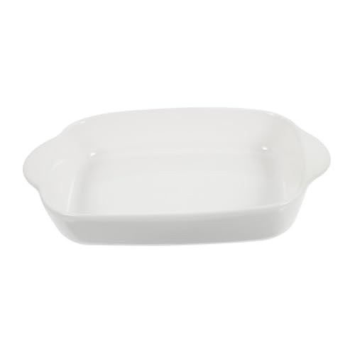 BAZEITFLOW Keramik Backform mit Doppelgriffen Hitzebeständig Spülmaschinenfreundlich Vielseitig für Aufläufe Gemüse Kuchen für Ofen und Servieren Weiß Robust Bpa frei Praktisches von BAZEITFLOW