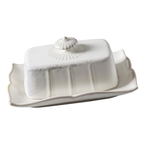 BAZEITFLOW Keramik Butterdose mit Deckel Klassische Rechteckige Butterplatte Lebensmittelecht Frische Butteraufbewahrung Vielseitig für Butter Desserts Snacks Stilvolles Küchenaccessoire von BAZEITFLOW