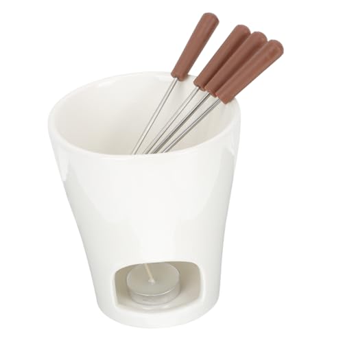 BAZEITFLOW Keramik Schmelztopf Fondue Butter Käse Schokolade Schmelzen Stövchen Wärmebehälter für Teelicht Einfach Reinigung Robust Vielseitig für Kochen und Party von BAZEITFLOW