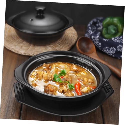 BAZEITFLOW Keramik Stew Pot mit Tablett Hitzebeständiger Casserole Topf für Schmorgerichte Antihaft Auflaufform für Reis Suppe Hot Pot und Braised Chicken Sicher und Kratzfest von BAZEITFLOW