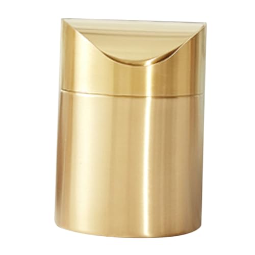 BAZEITFLOW Kleiner Edelstahl Tischmülleimer mit Deckel Mini Abfalleimer für Schreibtisch Arbeitsplatte Badezimmer Kompakt und Geruchsdicht Goldfarbener Mülleimer für Büro und Zuhause BAZEITFLOW Kleiner Edelstahl Tischmülleimer mit Deckel Mini Abfalleimer für Schreibtisch Arbeitsplatte Badezimmer Kompakt und Geruchsdicht Goldfarbener Mülleimer für Büro und Zuhause von BAZEITFLOW