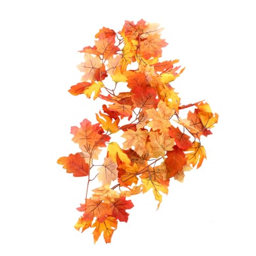 BAZEITFLOW Künstliche Ahornrattan Deko Herbstliche Simulation mit Orange Gelben Blättern Hängend für Halloween und Thanksgiving Feiern Wetterbeständig für Indoor und Outdoor Partydekorationen von BAZEITFLOW