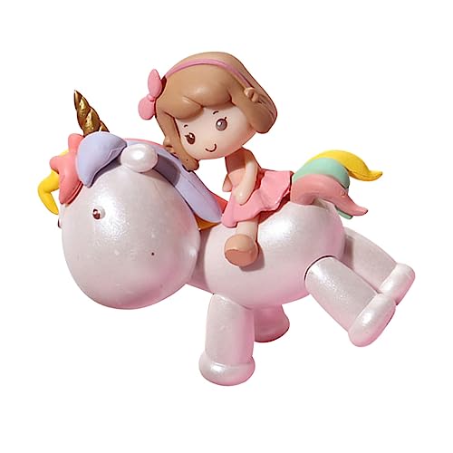 BAZEITFLOW Liebliches Einhorn Mädchen Desktop Ornament Verarbeitung Kompakte Platzsparend als DIY Tortendeko und Büro Tischdeko Detailreiche Geburtstagsfeier Skulptur von BAZEITFLOW