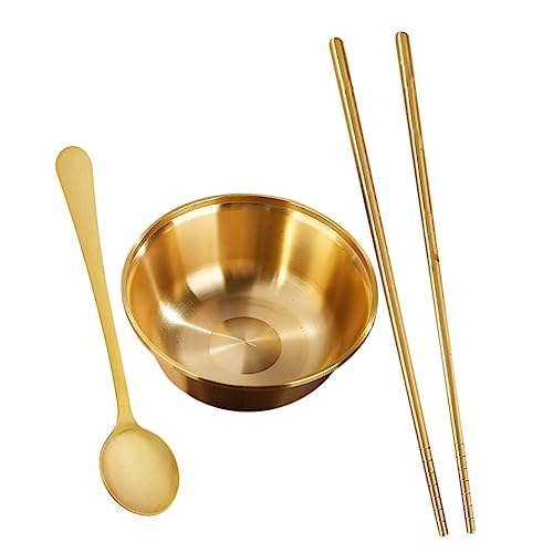 BAZEITFLOW Messing Geschirrset Teilig mit Schüssel Essstäbchen und Löffel Wiederverwendbarer Snack und Obstbehälter Salat und Servierschale für Haushalt und Restaurantgebrauch BAZEITFLOW Messing Geschirrset Teilig mit Schüssel Essstäbchen und Löffel Wiederverwendbarer Snack und Obstbehälter Salat und Servierschale für Haushalt und Restaurantgebrauch von BAZEITFLOW