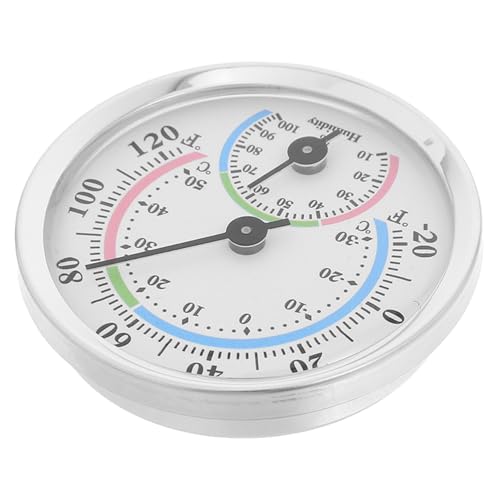 BAZEITFLOW Mini Aluminium Hygrometer Thermometer mit Analogem Zeiger Tragbarer Temperatur Luftfeuchtigkeitsmesser Präziser Sensor für Zuhause Auto Büro Gewächshaus und Garten von BAZEITFLOW
