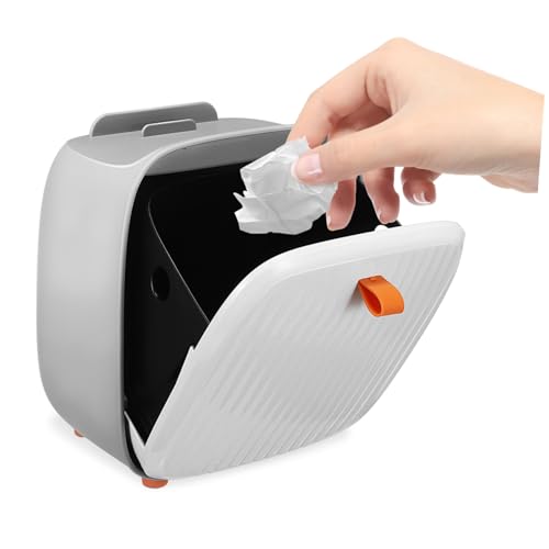 BAZEITFLOW Mini Desktop Mülleimer Weiß Kompakter Tischabfallbehälter mit Abnehmbarem Einsatz und Rutschfestem Standfuß Platzsparend für Büro Schlafzimmer Küche und Arbeitsfläche von BAZEITFLOW