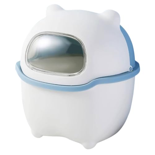 BAZEITFLOW Mini Desktop Mülleimer mit Deckel Kompakter Abfallkorb für Büro Badezimmer und Zimmer Platzsparend Vielseitig Einsetzbar für Schreibtisch Studentenwohnheim und Camper Blau von BAZEITFLOW