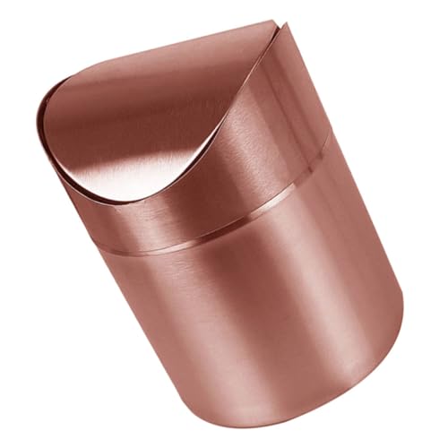 BAZEITFLOW Mini Edelstahl Müllbehälter mit Deckel Kompakt und Stilvoll in Roségold Kleiner Abfalleimer für Schreibtisch Auto Küche Bad Vielseitig für Büro und Zuhause Geeignet von BAZEITFLOW