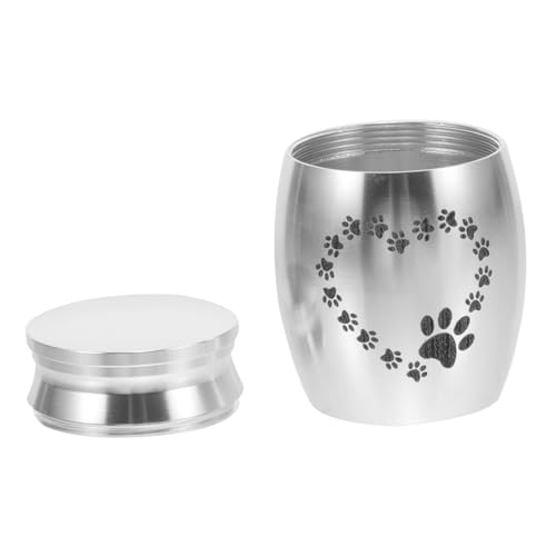 BAZEITFLOW Miniaturisierte Haustierurne Kleine Urne für Hunde und Katzen Praktischer Andenkenbehälter für Tierasche Tragbare Urne für Haustierbestattungen Silberfarben von BAZEITFLOW