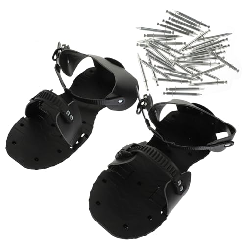 BAZEITFLOW Nagelschuhe Rasenlüfter Aerator Schuhe Gartenschuhe mit PU Verstellbar Strapazierfähig Leicht Montierbar für Herren und Damen Schwarze Spikeschuhe zur Rasenbelüftung und von BAZEITFLOW