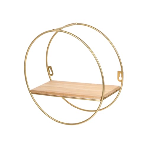 BAZEITFLOW Nordic Wandregal aus Metall und Holz Runde Geometrische Form Schwebendes Wanddekor Goldenes Wandregal für Wohnzimmer Schlafzimmer Büro Stilvolle Wanddekoration und Aufbewahrung BAZEITFLOW Nordic Wandregal aus Metall und Holz Runde Geometrische Form Schwebendes Wanddekor Goldenes Wandregal für Wohnzimmer Schlafzimmer Büro Stilvolle Wanddekoration und Aufbewahrung von BAZEITFLOW