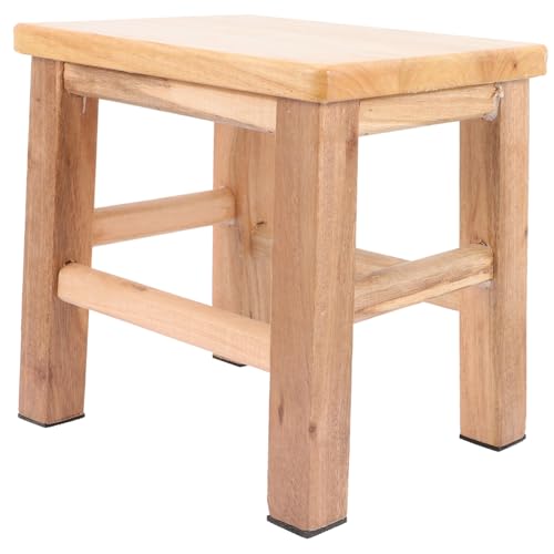 BAZEITFLOW Praktischer Holz kinderhocker mit Rutschfester Oberfläche Niedriger Sitzhöhe für Selbstständiges Waschen und Zähneputzen Stabiler Massivholz Stuhl für Badezimmer Küche und von BAZEITFLOW
