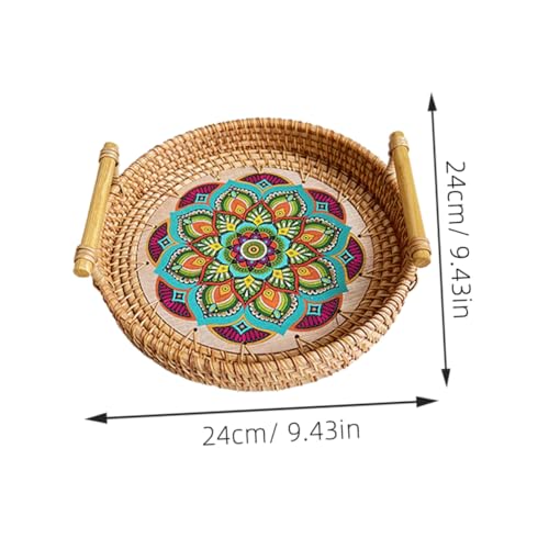 BAZEITFLOW Rattan Servierplatte mit Mandala Muster Handgefertigtes Snack Tablett mit Griff Nachhaltiges Frühstückstablett Vielseitig Einsetzbar als Brotschale und Dekotablett BAZEITFLOW Rattan Servierplatte mit Mandala Muster Handgefertigtes Snack Tablett mit Griff Nachhaltiges Frühstückstablett Vielseitig Einsetzbar als Brotschale und Dekotablett von BAZEITFLOW