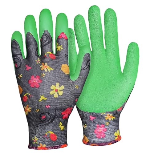 BAZEITFLOW Robuste Gartenhandschuhe aus Latex Ergonomisch Rutschfest Passend für Damen und Herren Strapazierfähig Abriebfest Hautfreundlich für Pflanzarbeit und Gartenpflege von BAZEITFLOW