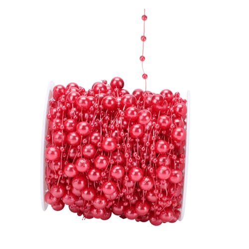 BAZEITFLOW Rote Abs Kunststoff Perlenkette DIY Beads Strand für Weihnachtsbaum Deko Flexible Langlebige Weihnachtsbaumschmuck Girlande für Fenster Wand Tisch Heim und Festdekoration von BAZEITFLOW