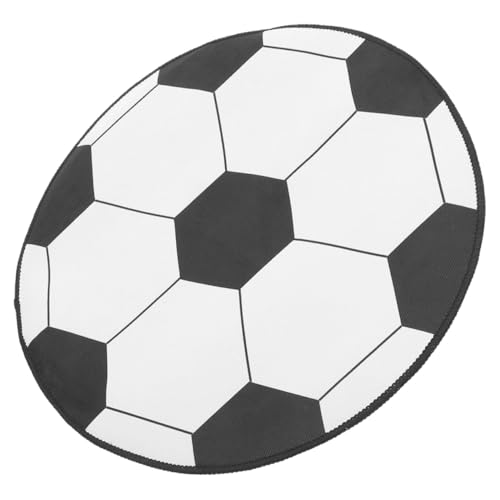 BAZEITFLOW Runder Fußballteppich mit Rutschfester Unterlage Pflegeleichter Cartoon Design Teppich für Kinderzimmer Wohnzimmer Spielmatte Jungen Mädchen Dekorative Bodenschutzmatte von BAZEITFLOW