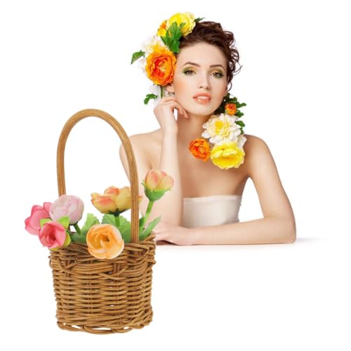 BAZEITFLOW Runder Mini Rattan Aufbewahrungskorb mit Henkel Handgeflochten Vielseitig Einsetzbar für Blumen Dekoration Garten Hochzeit und Party Natürlicher Korb aus Schadstofffreiem Material BAZEITFLOW Runder Mini Rattan Aufbewahrungskorb mit Henkel Handgeflochten Vielseitig Einsetzbar für Blumen Dekoration Garten Hochzeit und Party Natürlicher Korb aus Schadstofffreiem Material von BAZEITFLOW