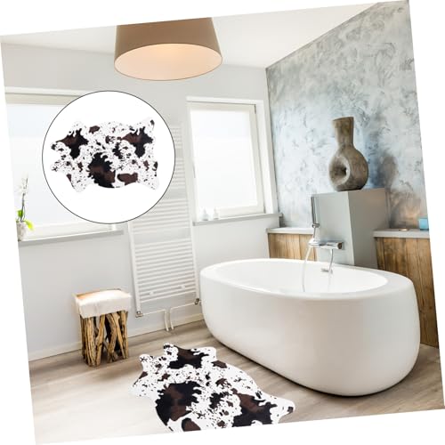 BAZEITFLOW Rutschfester Teppich mit Kuhmuster Imitat kuhfell Design Flach Gewebt Waschbarer Bodenteppich für Wohn Hotelzimmer Modische Langlebige Dekoration von BAZEITFLOW