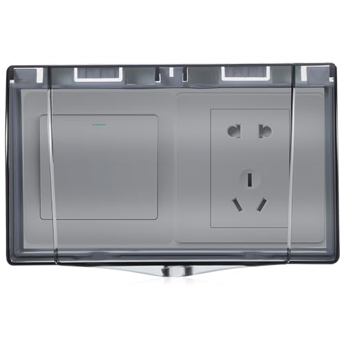 BAZEITFLOW Selbstklebende Steckdosenabdeckung für Badezimmer und Außenbereich Modell Schutzabdeckung aus Robustem Einfache Montage Kindersicher Modernes Design von BAZEITFLOW