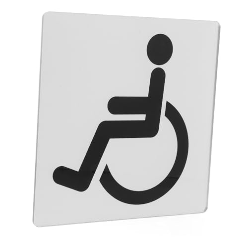 BAZEITFLOW Selbstklebendes Acryl Wc schild mit Rollstuhlsymbol Behindertengerechtes Toilettenzeichen für Wand und Tür Sichtbar Einfache Montage Geeignet für Öffentliche und Gewerbliche Räume von BAZEITFLOW