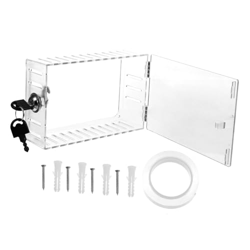 BAZEITFLOW Thermostat Schutzbox mit Schlüssel Abschließbare Thermostatabdeckung für Wandthermostate Transparente Sicherheitsbox für Thermostat Kompatibel Einfache Installation von BAZEITFLOW