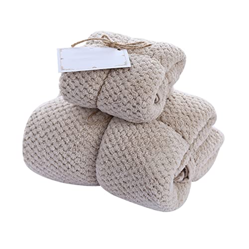 BAZEITFLOW Thickened Fleece Handtuchset Teilig Badehandtücher Hochabsorbierend Unisex Pure Color Badetücher Hellbraun von BAZEITFLOW