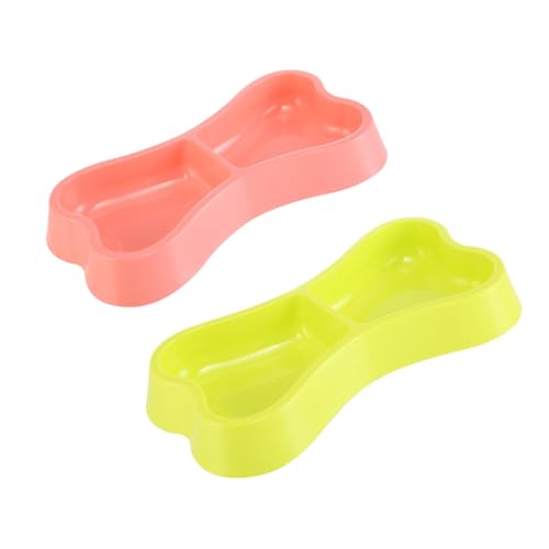 BAZEITFLOW Tragbarer Doppelter Hundenapf in Knochenform aus Sicherem Kunststoff Rutschfestes Design Leicht zu Reinigen für Trockenfutter und Wasser Geeignet für Welpen und Katzen Grün von BAZEITFLOW