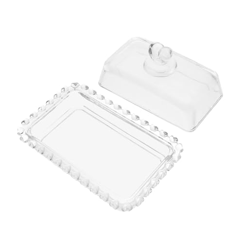 BAZEITFLOW Transparente Glas Butterdose mit Deckel Wiederverwendbarer Butterbehälter aus Glas Staubgeschützt und Dickwandig Eleganter Butterteller für Küche und Kühlschrank Vielseitig für von BAZEITFLOW