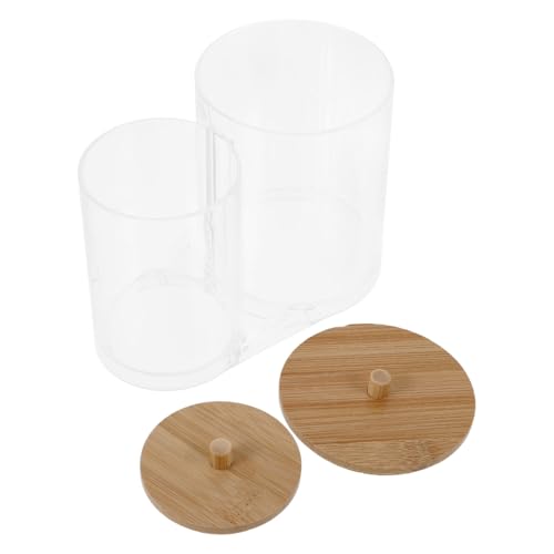 BAZEITFLOW Transparente Wattepads Aufbewahrungsbox mit Holzdeckel Großer Baumwollstäbchenhalter für Badezimmer und Schminktisch Stapelbarer Makeup Organizer für Saubere Ablage BAZEITFLOW Transparente Wattepads Aufbewahrungsbox mit Holzdeckel Großer Baumwollstäbchenhalter für Badezimmer und Schminktisch Stapelbarer Makeup Organizer für Saubere Ablage von BAZEITFLOW
