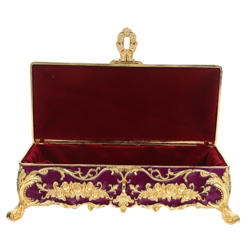 BAZEITFLOW Vintage Schmuckbox Metalllegierung Retro Schmuckkästchen für Damen Kratzfeste Kompakte Aufbewahrung mit Weichem Innenfutter Vielseitiger Organizer für Ringe Halsketten Ohrringe von BAZEITFLOW