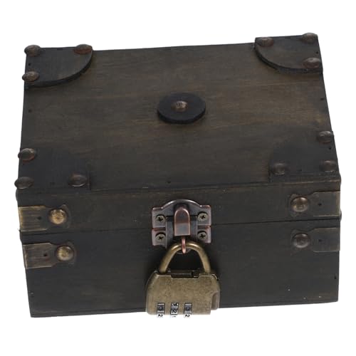 BAZEITFLOW Vintage Schmuckschatulle aus Holz mit Zahlenschloss Retro Aufbewahrungsbox für Schmuck Dokumente und Kleine Gegenstände Multifunktionale Aufbewahrungsbox mit Deckel Stilvolle von BAZEITFLOW