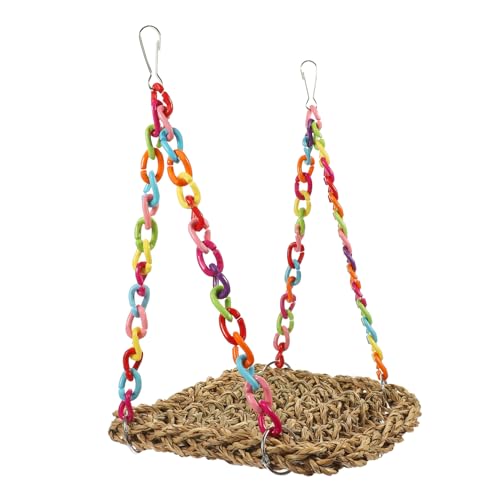 BAZEITFLOW Vogelschaukel aus Natürlichem Grasgeflecht Robustes Hängespielzeug mit Holzstange als Ruheplatz und Kauspielzeug für Wellensittiche Nymphensittiche und Kleine Papageien Einfach im BAZEITFLOW Vogelschaukel aus Natürlichem Grasgeflecht Robustes Hängespielzeug mit Holzstange als Ruheplatz und Kauspielzeug für Wellensittiche Nymphensittiche und Kleine Papageien Einfach im von BAZEITFLOW