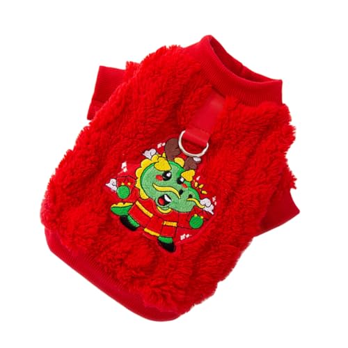 BAZEITFLOW Warme Haustierkleidung für Hunde Chinesisches Neujahrs-kostüm mit Drachenmotiv Plüschstoff Bequem und Eng Anliegend für Kleine Hunde S Geeignet für Winterspaziergänge und Festtage von BAZEITFLOW