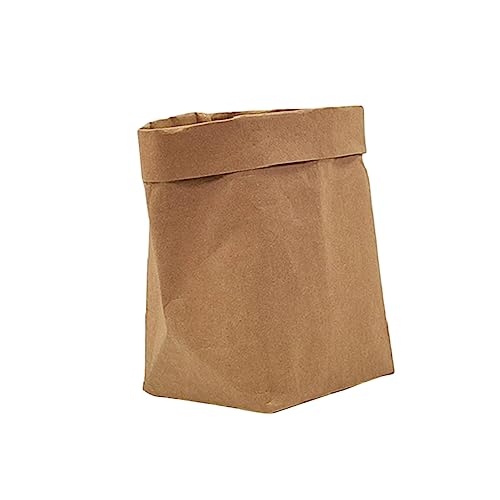 BAZEITFLOW Waschbarer Kraftpapier Blumentopf Organizer Wiederverwendbare Papierbeutel zur Dekoration und Aufbewahrung Sandgelb Mittel von BAZEITFLOW
