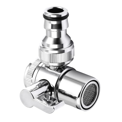 BAZEITFLOW Wasserhahn Adapter aus Hochwertigem Kupfer mit Drehbarem Metallgriff Verteiler für Waschmaschine und Spülmaschine Passend für Bad Küchenarmaturen Langlebig und Installieren von BAZEITFLOW