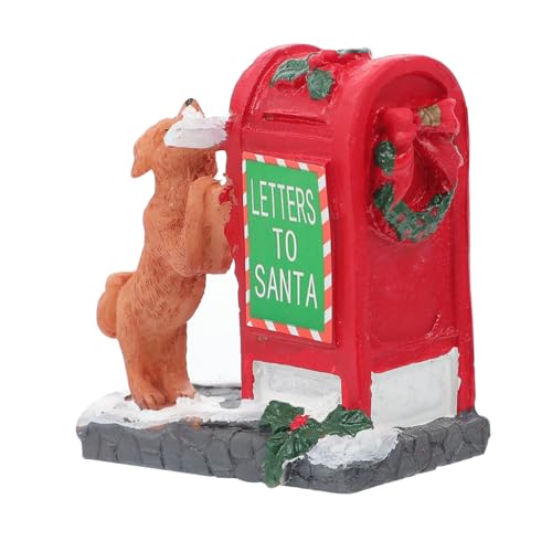 BAZEITFLOW Weihnachtliche Miniatur Figur Weihnachtsbriefkasten Rot Kleine Deko für Garten Festliche Tischdekoration von BAZEITFLOW