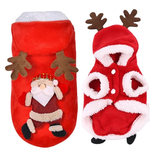 BAZEITFLOW Weihnachtliches Haustier Winterkleid aus Flauschigem Flanell Zweibeiniger Kapuzenmantel mit Rentiermuster Warme Hundebekleidung für Kleine Hunde und Welpen S Komfortabel und Bequem BAZEITFLOW Weihnachtliches Haustier Winterkleid aus Flauschigem Flanell Zweibeiniger Kapuzenmantel mit Rentiermuster Warme Hundebekleidung für Kleine Hunde und Welpen S Komfortabel und Bequem von BAZEITFLOW