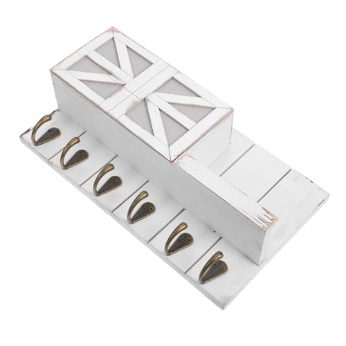 BAZEITFLOW Weißer Hölzerner Wand Schlüsselhalter mit Haken und Schwebendem Regal Platzsparendes Wandregal für Schlüssel und Mäntel Robuste Holz Kombination Dekoratives Aufbewahrungsorganizer BAZEITFLOW Weißer Hölzerner Wand Schlüsselhalter mit Haken und Schwebendem Regal Platzsparendes Wandregal für Schlüssel und Mäntel Robuste Holz Kombination Dekoratives Aufbewahrungsorganizer von BAZEITFLOW