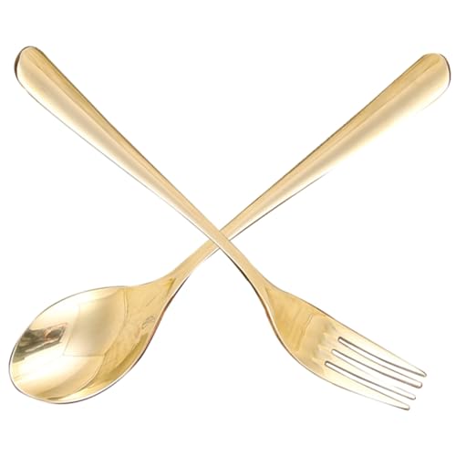 BAZEITFLOW Western Dinnerbesteck Teilig Messinggriff Suppenlöffel Gabel Geschirr Familienrestaurant Modern Spülmaschinenfest Langlebig für Dinner Party Feier Haushalt von BAZEITFLOW