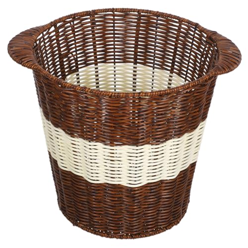 BAZEITFLOW Woven Trash Can mit Imitation Rattan Design Langlebiger Großer Abfalleimer für Büro und Waschraum Atmungsaktiver Papierkorb zur Geruchsreduzierung und Sauberer Müllentsorgung von BAZEITFLOW