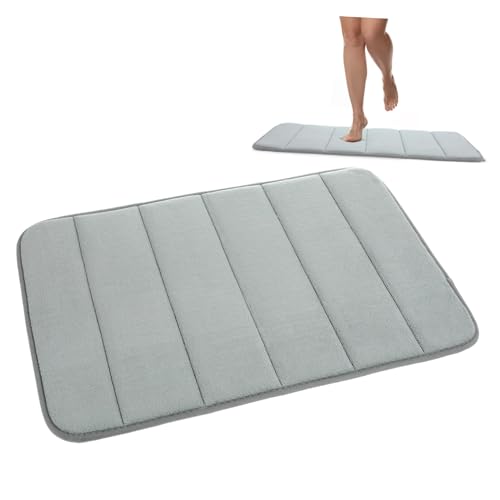 BAZEITFLOW rutschfeste Wasserabsorbierende Badematte Weicher Waschbarer Badteppich mit Dickem Memory Schaum Schnelltrocknend Vielseitig für Badezimmer Flur und Küche Graues Streifendesign BAZEITFLOW rutschfeste Wasserabsorbierende Badematte Weicher Waschbarer Badteppich mit Dickem Memory Schaum Schnelltrocknend Vielseitig für Badezimmer Flur und Küche Graues Streifendesign von BAZEITFLOW