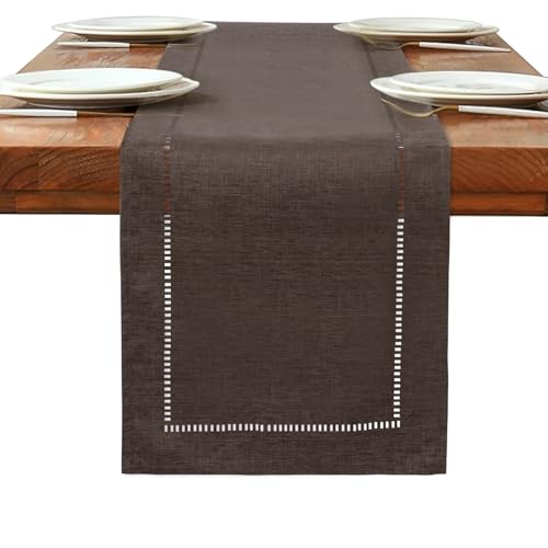 BAZIOE Leinenoptik Tischläufer Braun 180 x 32 cm, Tischläufer Moderner Tischläufer Hochwertiger und Waschbar, für Esstisch, Tischdekoration, Möbel von BAZIOE