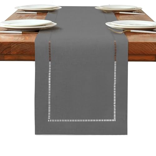 BAZIOE Leinenoptik Tischläufer Grau 180 x 32 cm, Tischläufer Moderner Tischläufer Hochwertiger und Waschbar, für Esstisch, Tischdekoration, Möbel von BAZIOE