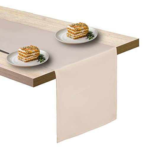 BAZIOE Samt Tischläufer Beige - Moderner Dekoläufer für Tische, Partys & Festivals - Abwaschbar, 183 * 33 cm von BAZIOE