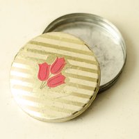 Antike Blechdose Mit Deckel Tulips Erinnerungsbox, Pillendose Vintage Aus Der Ukraine von BAZOOR