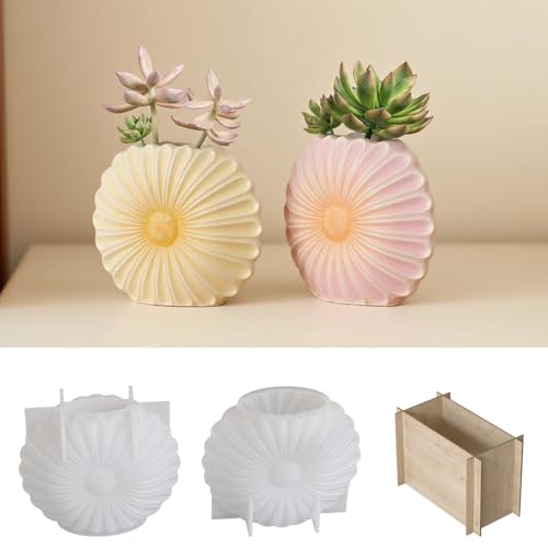 2 Stück Sonnenblume Vase Silikonform, DIY Vases Resin Formen, Blumenvase Silikonformen, Epoxidharz Gießformen zur Herstellung von Vasen von BAZOVE