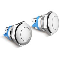 2er Pack 16 mm Momentary Metall Druckschalter Wasserfester Edelstahl Ein/Aus Rundflachkopf Schalter Silber 2er Pack 16 mm Momentary Metall Druckschalter Wasserfester Edelstahl Ein/Aus Rundflachkopf Schalter Silber von BAZYWTYH
